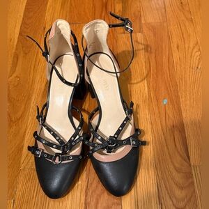 NINE WEST black shoes with ankle straps worn 1 time…